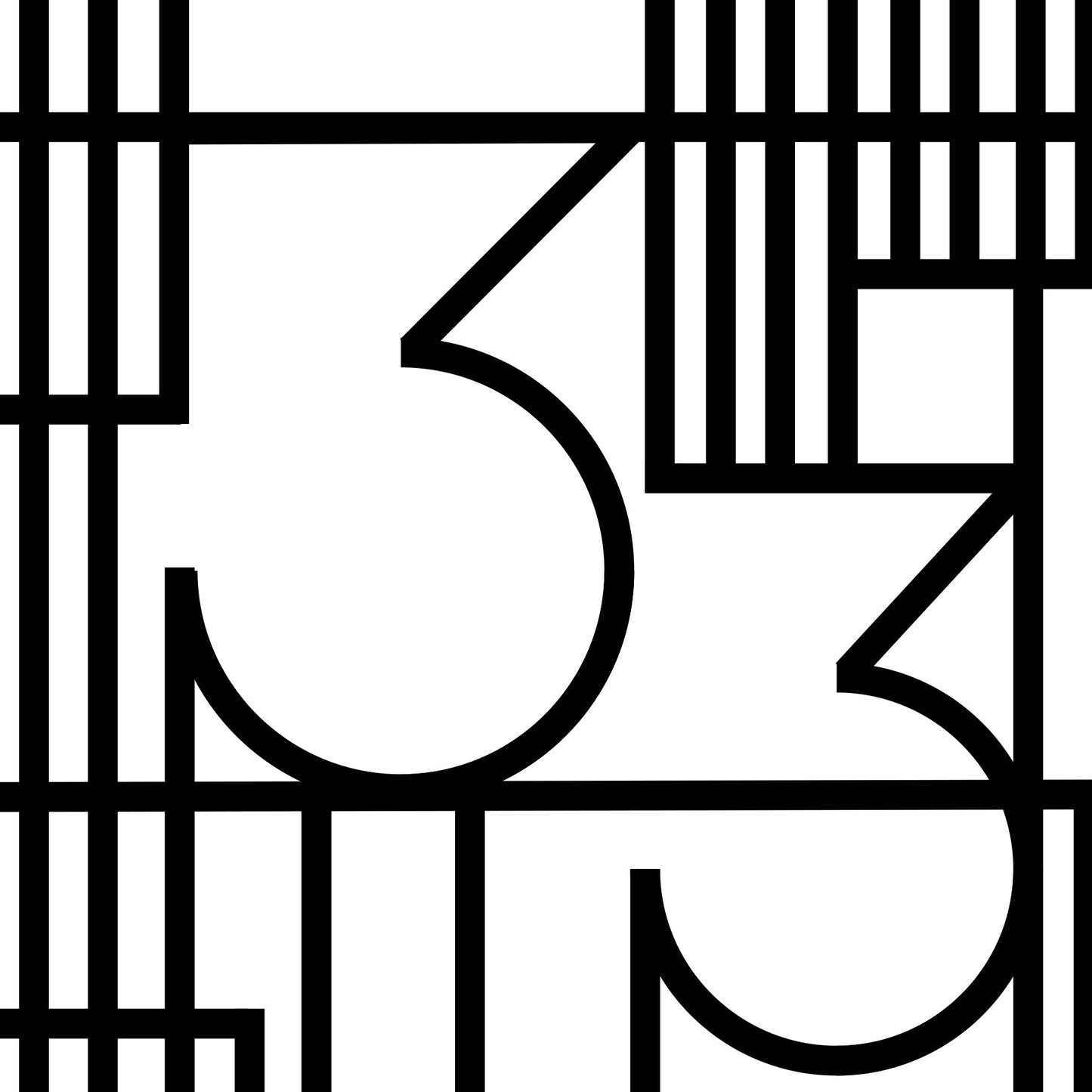 Numerology 33 Abstract lines design with number 33 on a white background