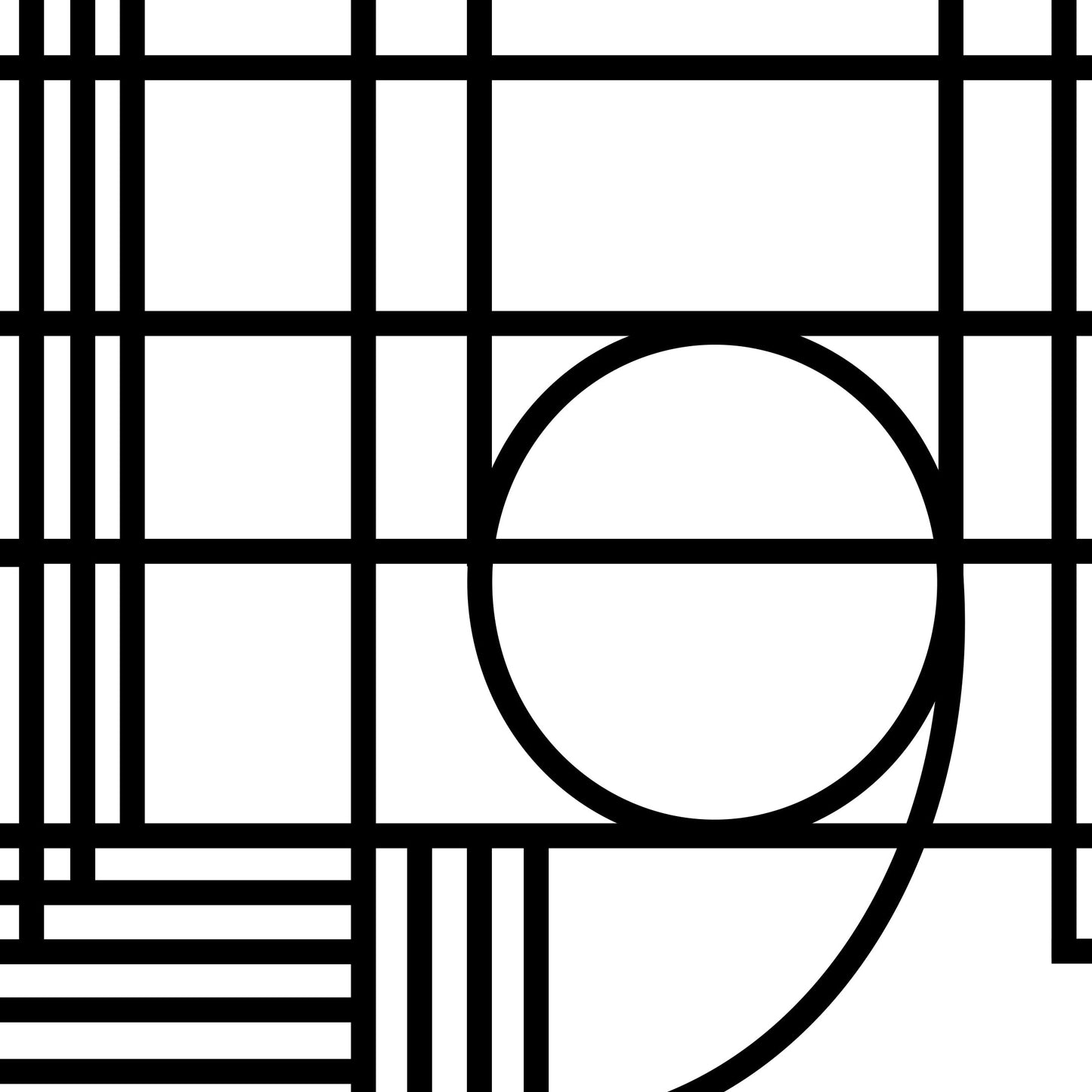 Numerology number 9 with abstract black lines on a white background