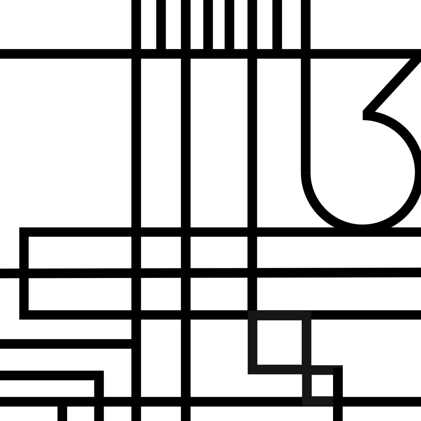 Numerology No.3 Abstract limited Edition Line art black and white on a white background