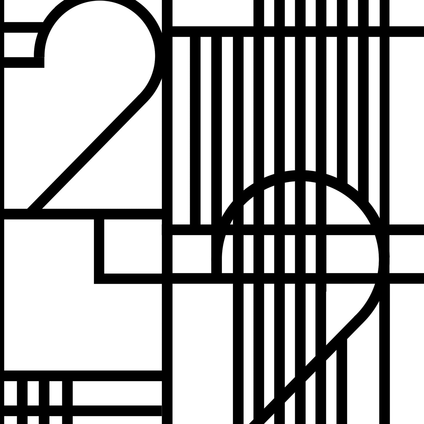 Numerology number 22 Abstract line black and white design on a white background