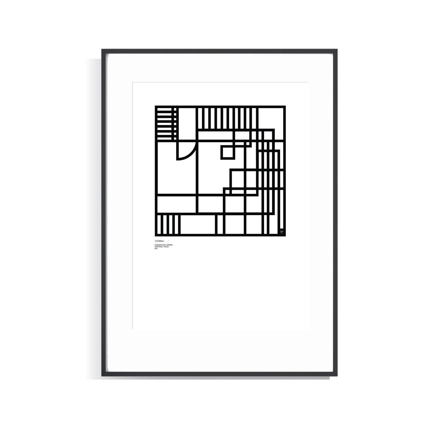 Suggestion


Framed black and white abstract limited edition numerology Number 1 print on a white background