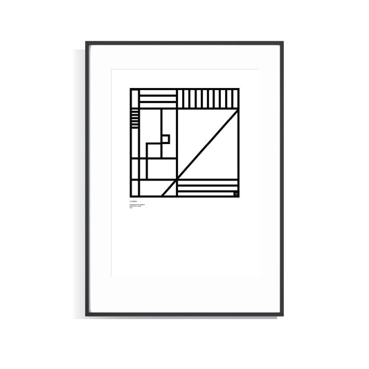 Framed black and white Numerology No.7 limited edition art print on a white background